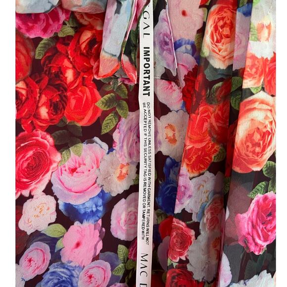 Mac Duggal NEW Size 6 Multicolor Floral Print Front Tie Midi Dress 55626 - Picture 8 of 8